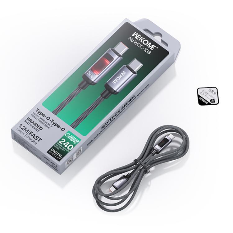 Cable de datos de carga rápida USB a 8 pines con pantalla digital inteligente WK WDC-106 de 2,4 A, longitud: 1,2 m, WDC-106