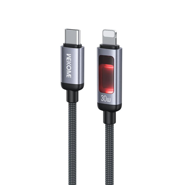 Cable de datos de carga rápida WK WDC-109 de 30 W con pantalla digital inteligente, conector USB-C a 8 pines, longitud: 1,2 m, WDC-109