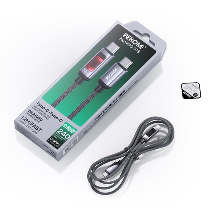 Cable de datos de carga rápida WK WDC-109 de 30 W con pantalla digital inteligente, conector USB-C a 8 pines, longitud: 1,2 m, WDC-109