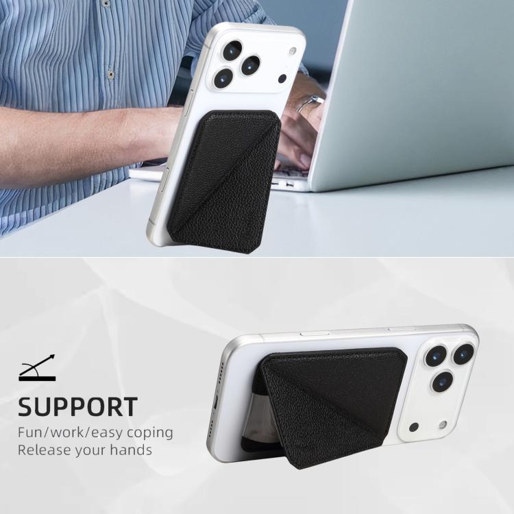 Bolso portatarjetas MagSafe Denior V22 de piel de becerro con textura
