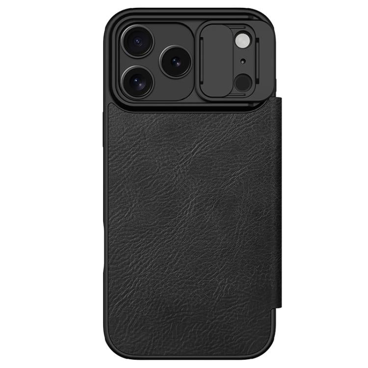 Funda de cuero para teléfono con diseño de cubierta deslizante para cámara NILLKIN QIN Series Pro, For iPhone 17 Pro Max, For iPhone 17 Pro, For iPhone 17, For iPhone Air