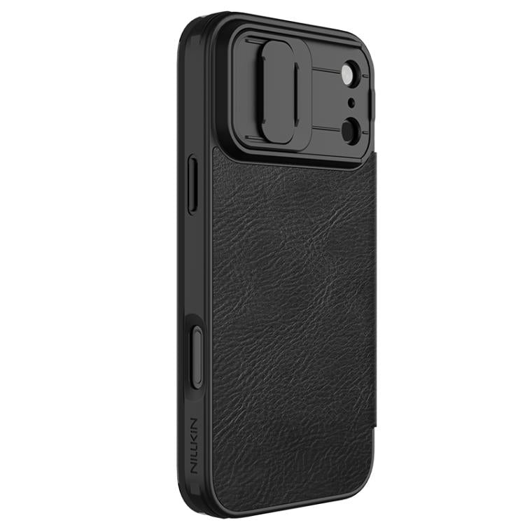 Funda de cuero para teléfono con diseño de cubierta deslizante para cámara NILLKIN QIN Series Pro, For iPhone 17 Pro Max, For iPhone 17 Pro, For iPhone 17, For iPhone Air