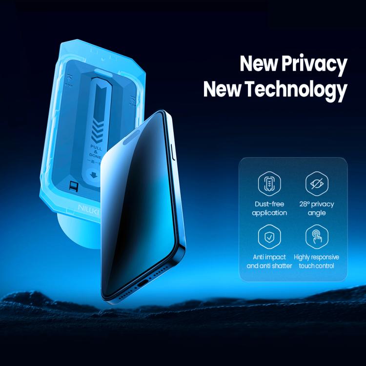 Lámina de vidrio templado NILLKIN Guardian de cobertura total para privacidad con cabina libre de polvo, For iPhone 17 Pro Max, For iPhone 17 Pro, For iPhone 17