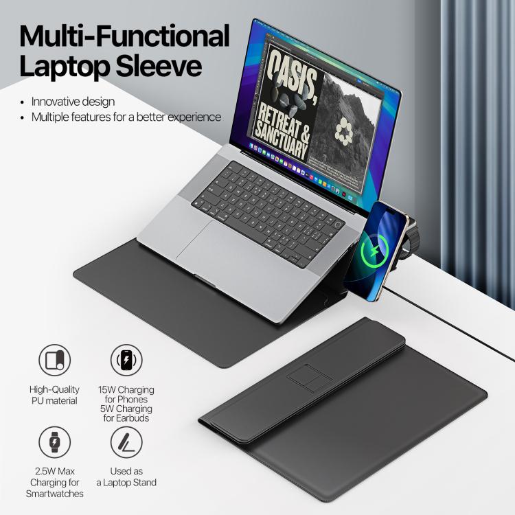 Funda multifuncional para portátil con carga inalámbrica DUX DUCIS Serie AirQ, For 13.6-14.2 inch, For 15-16 inch