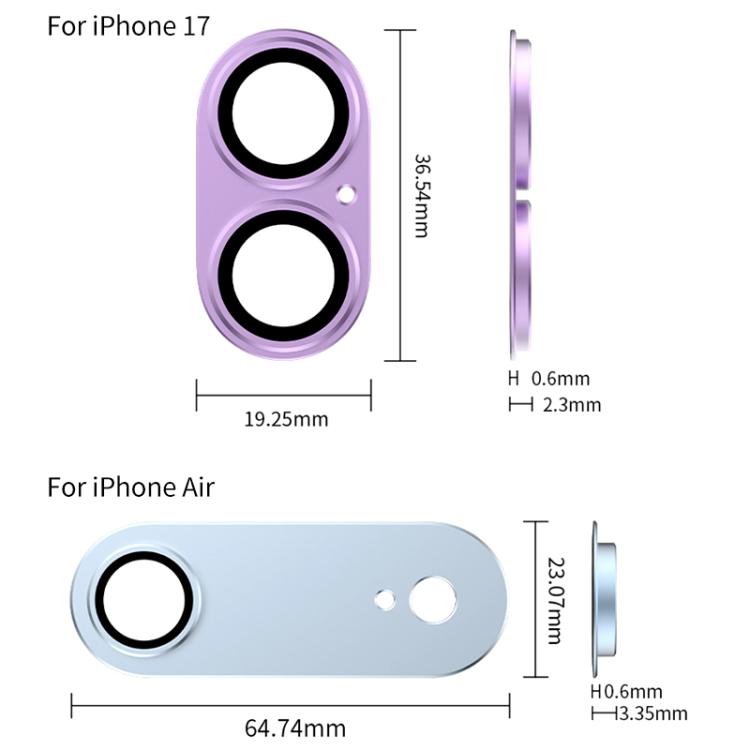 Película protectora para el anillo del objetivo de la cámara XDcase Armor de metal esmerilado con cobertura total, For iPhone 17