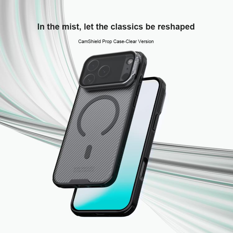 Funda para teléfono NILLKIN CamShield Prop con cubierta de espejo transparente y magnética MagSafe para PC, For iPhone 17 Pro Max, For iPhone 17 Pro