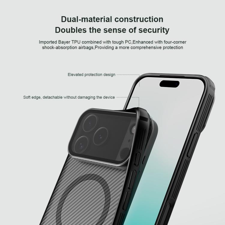 Funda para teléfono NILLKIN CamShield Prop con cubierta de espejo transparente y magnética MagSafe para PC, For iPhone 17 Pro Max, For iPhone 17 Pro