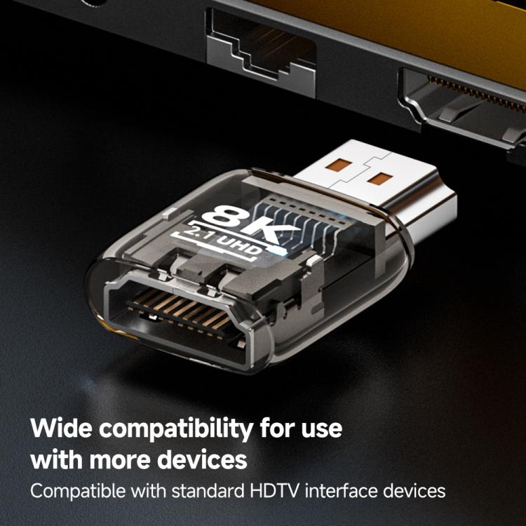 Adaptador transparente Ultra HD 8K 60Hz HDTV 2.1 macho a HDTV 2.1 hembra