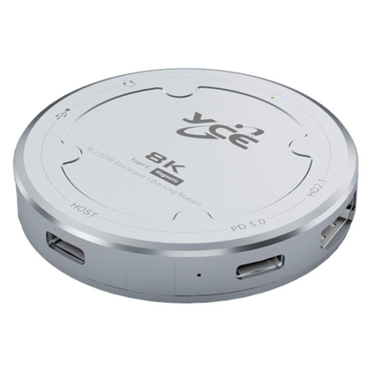 Carcasa magnética para disco duro YCE-V195J con puertos USB-C/Tipo-C, PD3.0, HD2.1, USB3.2, 3.5mm y M.2 NVMe., YCE-V195J