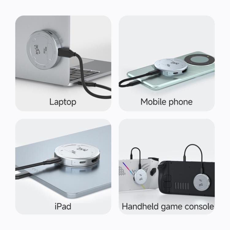 Carcasa magnética para disco duro YCE-V195J con puertos USB-C/Tipo-C, PD3.0, HD2.1, USB3.2, 3.5mm y M.2 NVMe., YCE-V195J