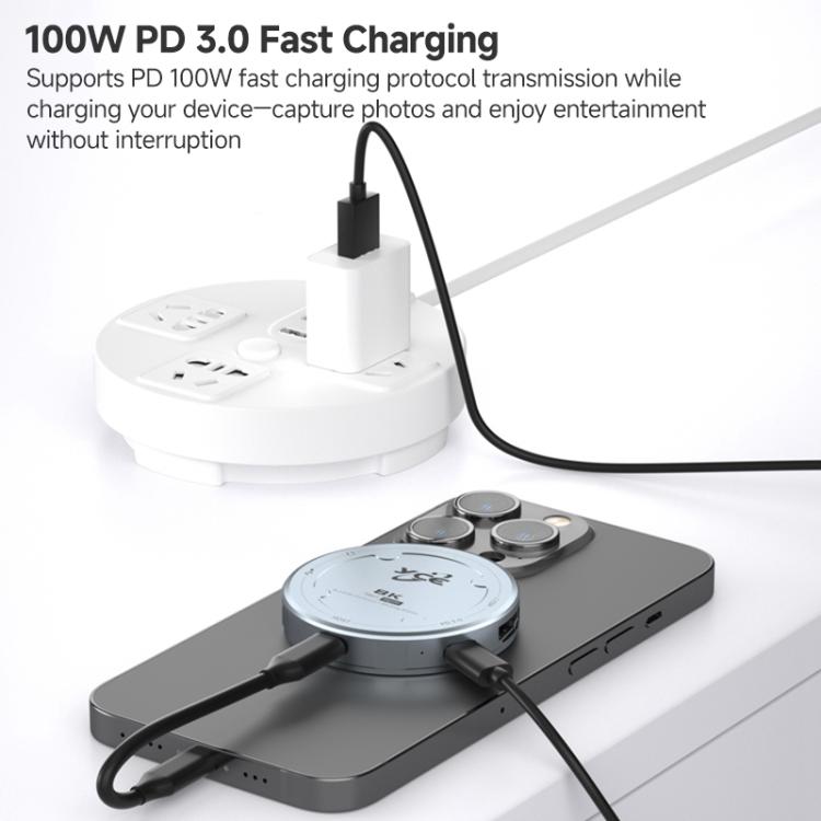 Carcasa magnética para disco duro YCE-V195J con puertos USB-C/Tipo-C, PD3.0, HD2.1, USB3.2, 3.5mm y M.2 NVMe., YCE-V195J