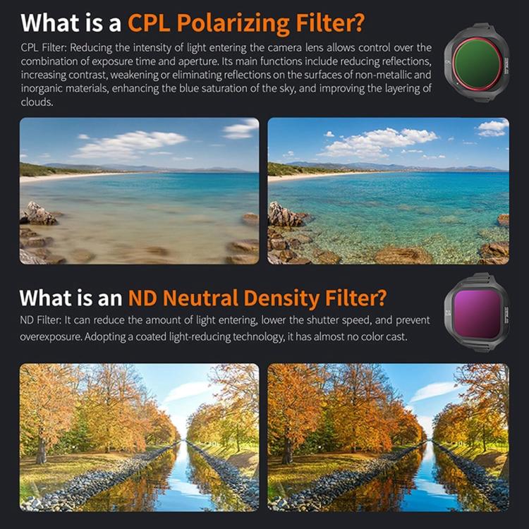 Para filtro de lente de cámara DJI Mini 5 Pro STARTRC, CPL, NIGHT, 3 in 1 CPL ND16/64, 4 in 1 CPL ND8/32/128, 4 in 1 CPL ND16/64 NIGHT, 6 in 1 Mixed Filter