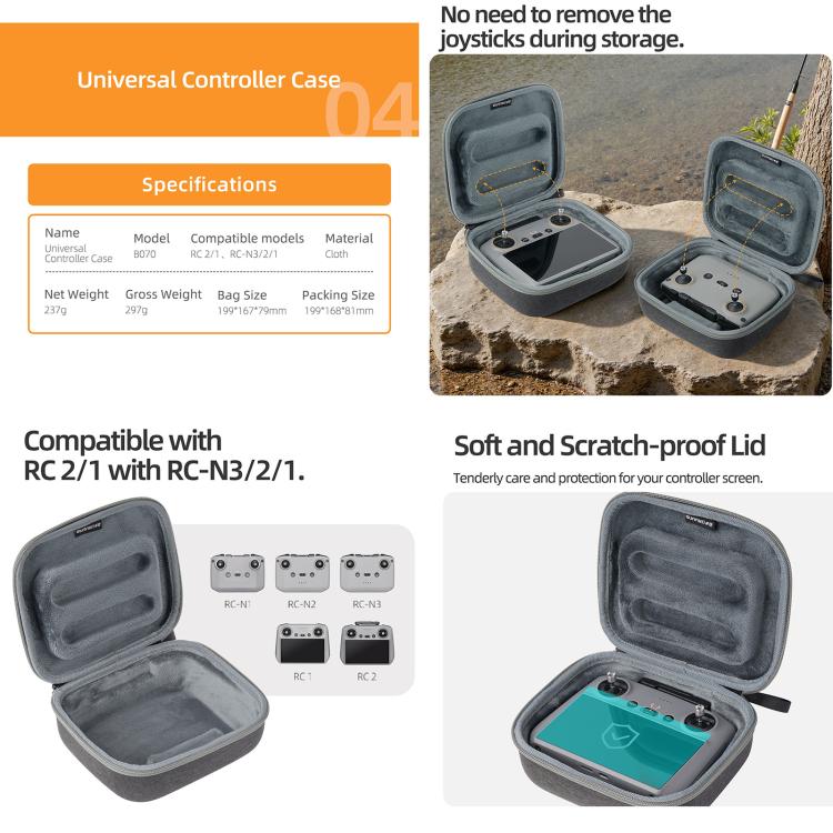 Bolsa de almacenamiento rígida de viaje Sunnylife, For DJI Lito 1 / X1 / Mini 5 Pro Body Bag, For DJI Lito 1 / X1 / Mini 5 Pro Easy Combo Bag, For DJI Lito 1 / X1 / Mini 5 Pro Battery Combo Bag, For DJI RC 2/1 / RC-N3/2/1 Controller Bag