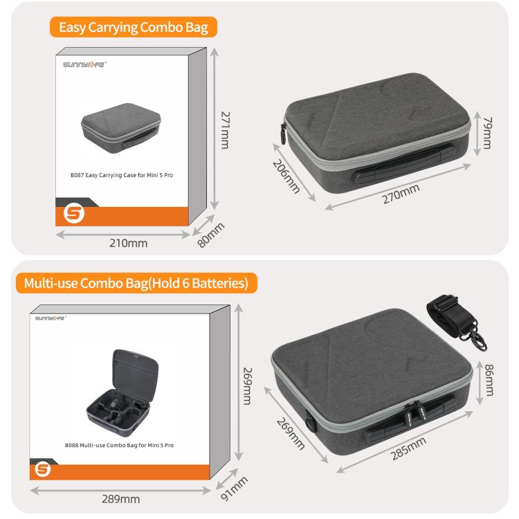 Bolsa de almacenamiento rígida de viaje Sunnylife, For DJI Lito 1 / X1 / Mini 5 Pro Body Bag, For DJI Lito 1 / X1 / Mini 5 Pro Easy Combo Bag, For DJI Lito 1 / X1 / Mini 5 Pro Battery Combo Bag, For DJI RC 2/1 / RC-N3/2/1 Controller Bag