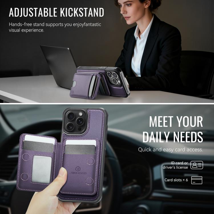 Funda para teléfono de cuero con ranura para tarjeta JEehOOD J10 y MagSafe con RFID., For iPhone 13 Pro, For iPhone 13, For iPhone 12, For iPhone 12 Pro Max, For iPhone 12 Pro, For iPhone 11 Pro Max, For iPhone 11, For iPhone 11 Pro