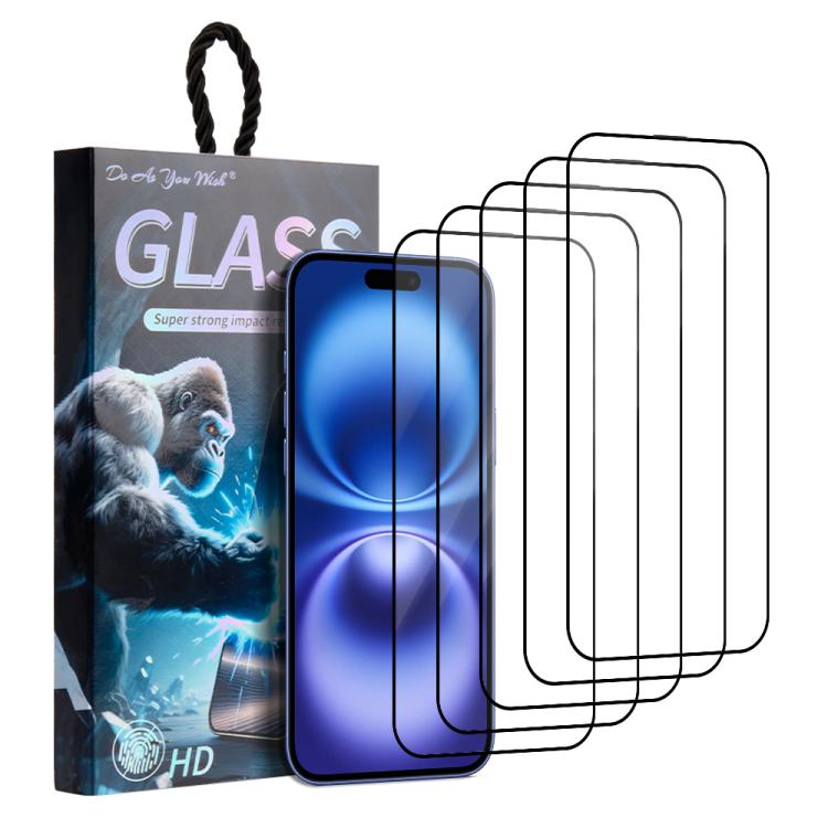 5 unidades / Paquete de láminas de vidrio templado HD serigrafiadas con el lema "Haz lo que quieras", For iPhone 17e / 16e, For iPhone 17 Pro Max, For iPhone 17 Pro, For iPhone 17, For iPhone Air, For iPhone 16 Pro Max, For iPhone 16 Pro               ...