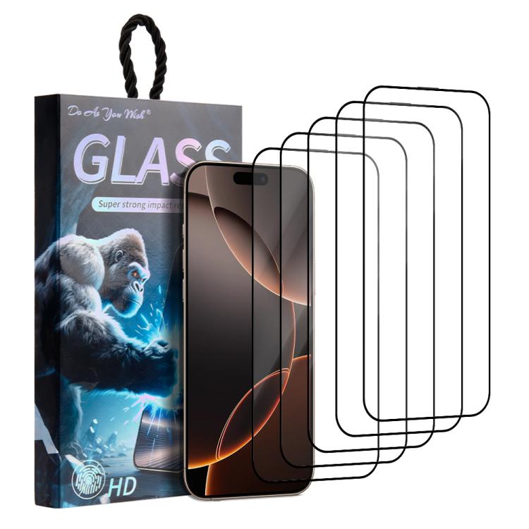 5 unidades / Paquete de láminas de vidrio templado HD serigrafiadas con el lema "Haz lo que quieras", For iPhone 17e / 16e, For iPhone 17 Pro Max, For iPhone 17 Pro, For iPhone 17, For iPhone Air, For iPhone 16 Pro Max, For iPhone 16 Pro               ...