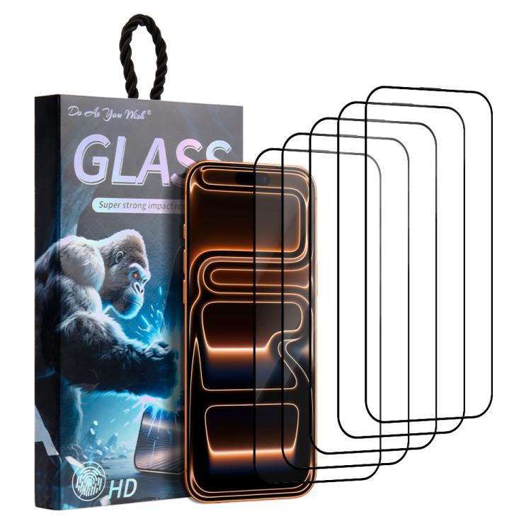 5 unidades / Paquete de láminas de vidrio templado HD serigrafiadas con el lema "Haz lo que quieras", For iPhone 17e / 16e, For iPhone 17 Pro Max, For iPhone 17 Pro, For iPhone 17, For iPhone Air, For iPhone 16 Pro Max, For iPhone 16 Pro               ...
