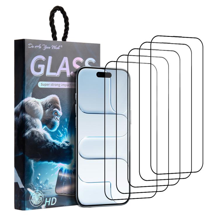 5 unidades / Paquete de láminas de vidrio templado HD serigrafiadas con el lema "Haz lo que quieras", For iPhone 17e / 16e, For iPhone 17 Pro Max, For iPhone 17 Pro, For iPhone 17, For iPhone Air, For iPhone 16 Pro Max, For iPhone 16 Pro               ...