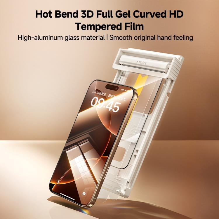 2 unidades/paquete de láminas de vidrio templado HD REMAX termocurables 3D con adhesivo completo, For iPhone 16 Pro Max, For iPhone 16 Pro