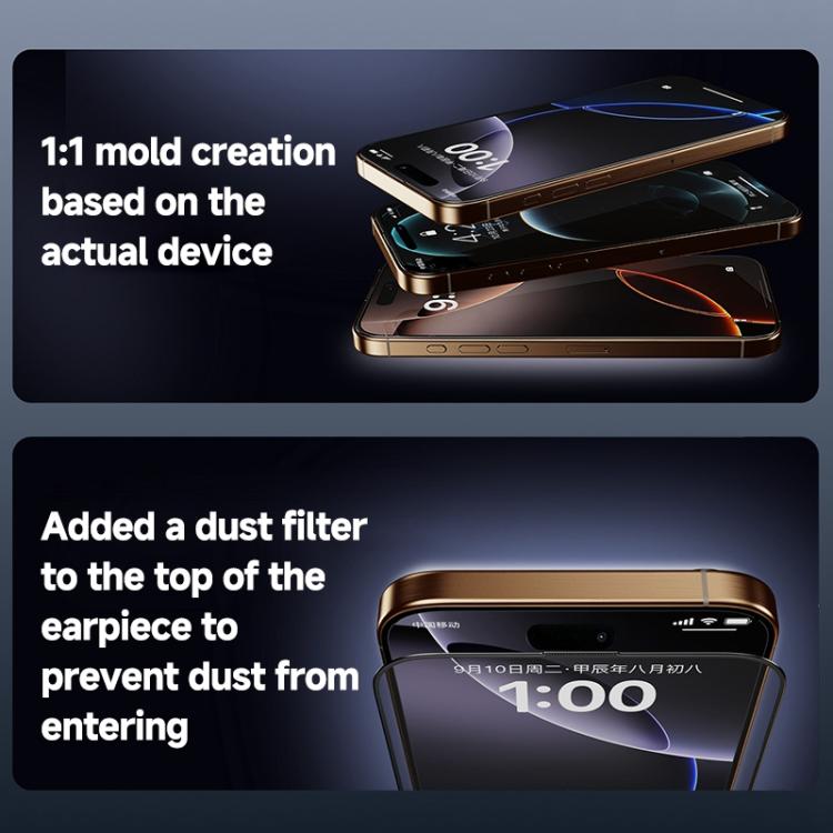 2 unidades/paquete de láminas de vidrio templado HD REMAX termocurables 3D con adhesivo completo, For iPhone 16 Pro Max, For iPhone 16 Pro