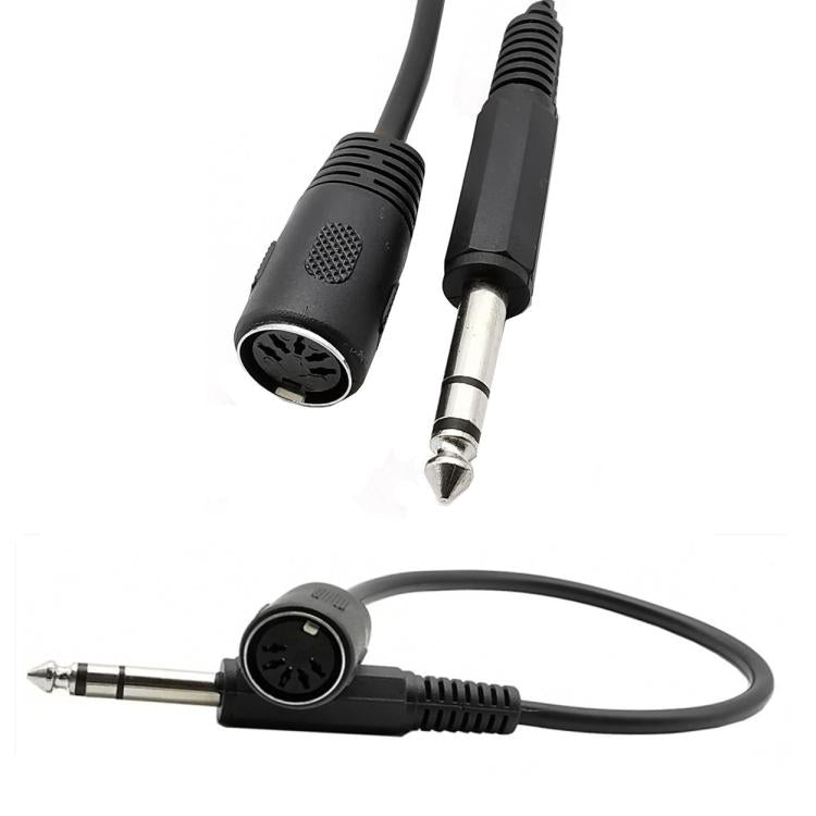 Cable adaptador de audio de 6,35 mm a MIDI de 5 pines, longitud: 0,3 m