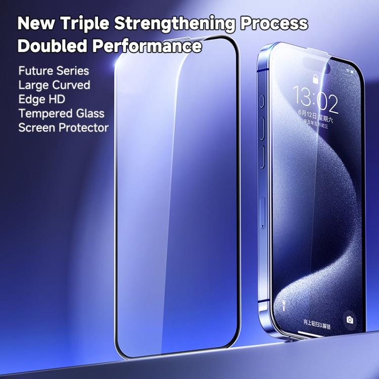 Película de vidrio templado HD con borde arqueado grande REMAX Future Series WL-07, For iPhone 16 Pro Max, For iPhone 16 Pro, For iPhone 16 Plus, For iPhone 16