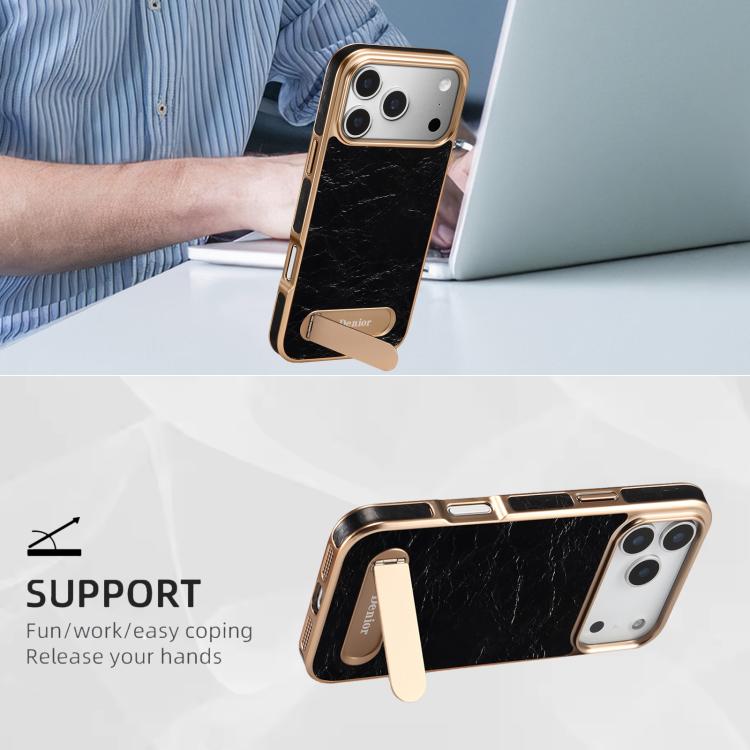 Funda para teléfono Denior A25 MagSafe de cuero genuino con soporte, For iPhone 17 Pro Max, For iPhone 17 Pro