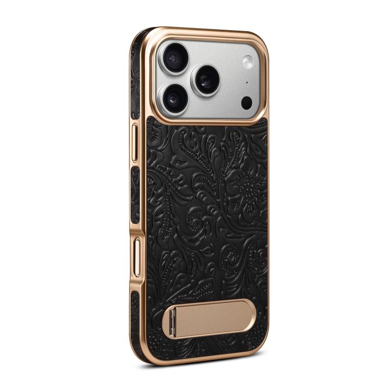 Funda para teléfono Denior A25 Retro Flower Texture MagSafe de cuero genuino con soporte, For iPhone 17 Pro Max, For iPhone 17 Pro