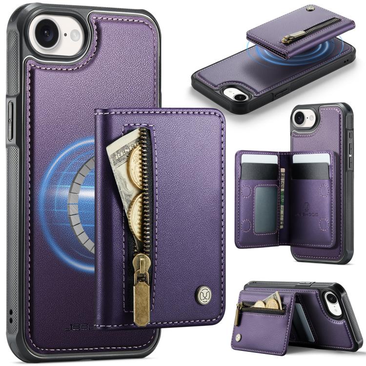 Funda para teléfono JEehOOD J12, exquisita, con cierre de cremallera y protección RFID MagSafe., For iPhone 17e / 16e, For iPhone 17 Pro Max, For iPhone 17 Pro, For iPhone 17, For iPhone Air, For iPhone 16 Pro Max, For iPhone 16 Pro, For iPhone 16 Plus...