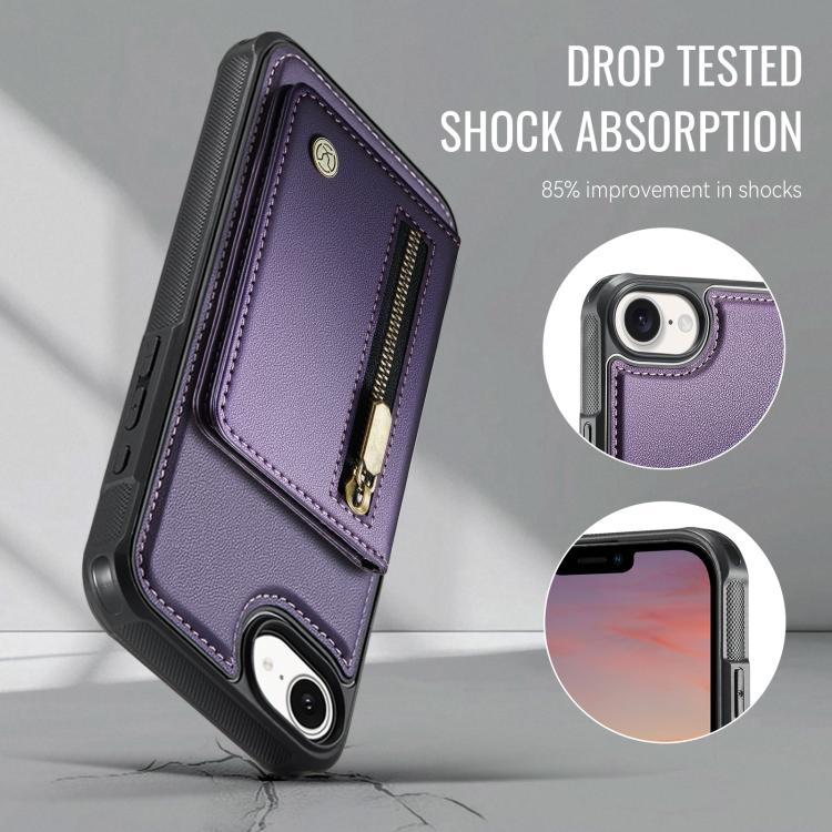 Funda para teléfono JEehOOD J12, exquisita, con cierre de cremallera y protección RFID MagSafe., For iPhone 17e / 16e, For iPhone 17 Pro Max, For iPhone 17 Pro, For iPhone 17, For iPhone Air, For iPhone 16 Pro Max, For iPhone 16 Pro, For iPhone 16 Plus...