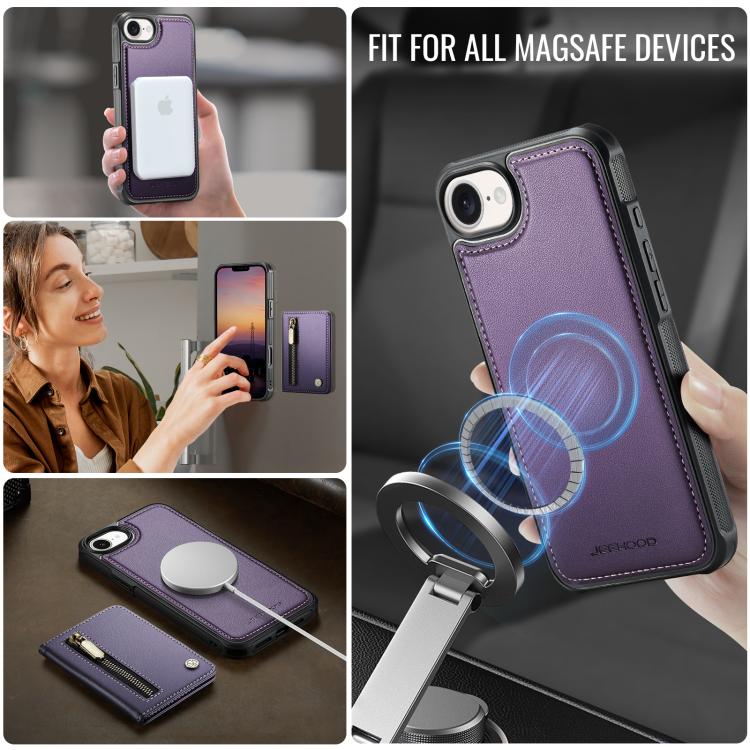Funda para teléfono JEehOOD J12, exquisita, con cierre de cremallera y protección RFID MagSafe., For iPhone 17e / 16e, For iPhone 17 Pro Max, For iPhone 17 Pro, For iPhone 17, For iPhone Air, For iPhone 16 Pro Max, For iPhone 16 Pro, For iPhone 16 Plus...