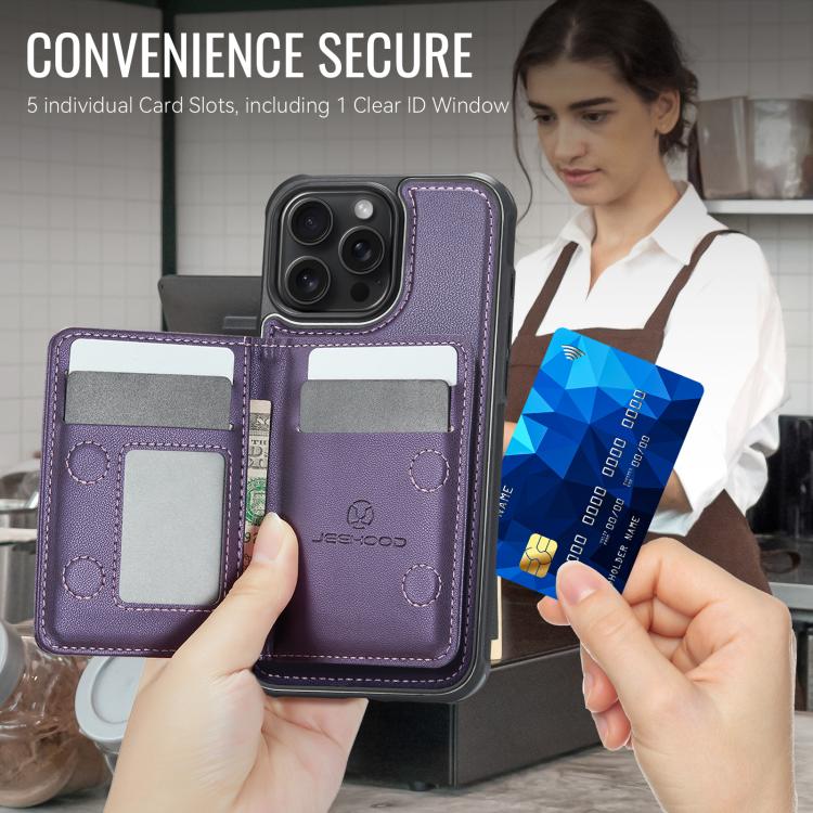 Funda para teléfono JEehOOD J12, exquisita, con cierre de cremallera y protección RFID MagSafe., For iPhone 15 Pro Max, For iPhone 15 Pro, For iPhone 14 Pro, For iPhone 14 Pro Max, For iPhone 13 Pro Max, For iPhone 13 Pro, For iPhone 12 / 12 Pro       ...