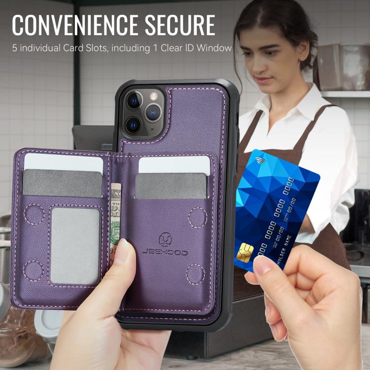 Funda para teléfono JEehOOD J12, exquisita, con cierre de cremallera y protección RFID MagSafe., For iPhone 11 Pro