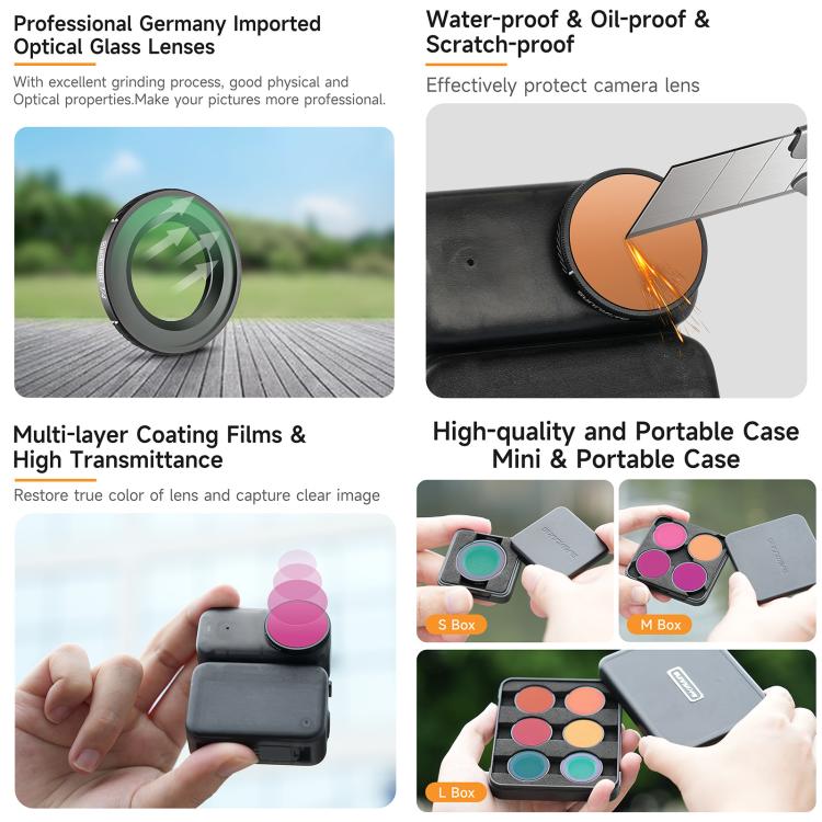 Para filtro de lente de cámara DJI Osmo Nano Sunnylife, Black Mist 1/4, CPL, MCUV, ND8, ND16, ND32, ND64, ND8PL, ND16PL, ND32PL, ND64PL, 3 in 1 Light Shadow, 3 in 1 Mixed Filter, 4 in 1 Mixed Filter, 4 in 1 ND, 4 in 1 NDPL, 6 in 1 Mixed Filter