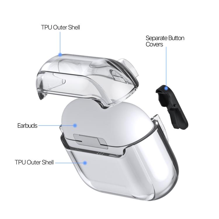 Estuche transparente dividido para auriculares DUX DUCIS serie PECL con gancho, For AirPods Pro 3