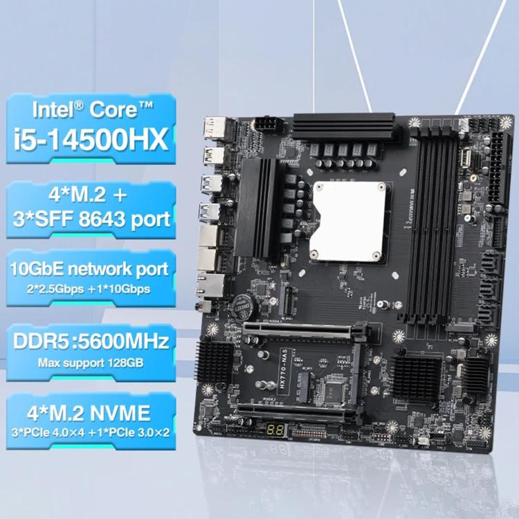 Placa base NAS ERYING HX770 con chipset i5-14500HX integrado., i5-14500HX