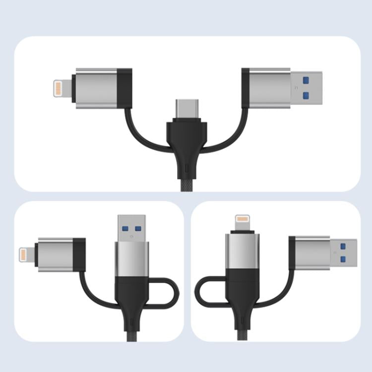 Tarjeta de sonido externa multifunción 3 en 1 con conectores de 8 pines, USB tipo C y USB a 3,5 mm.
