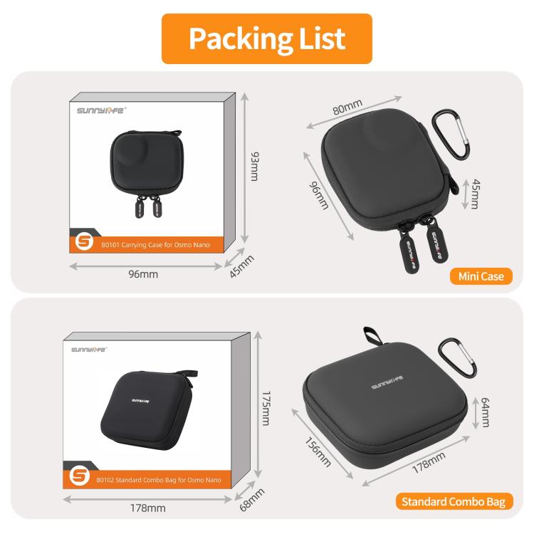 Bolsa de transporte y almacenamiento portátil Sunnylife para DJI Osmo Nano, Body Mini Bag, Standard Kit Bag