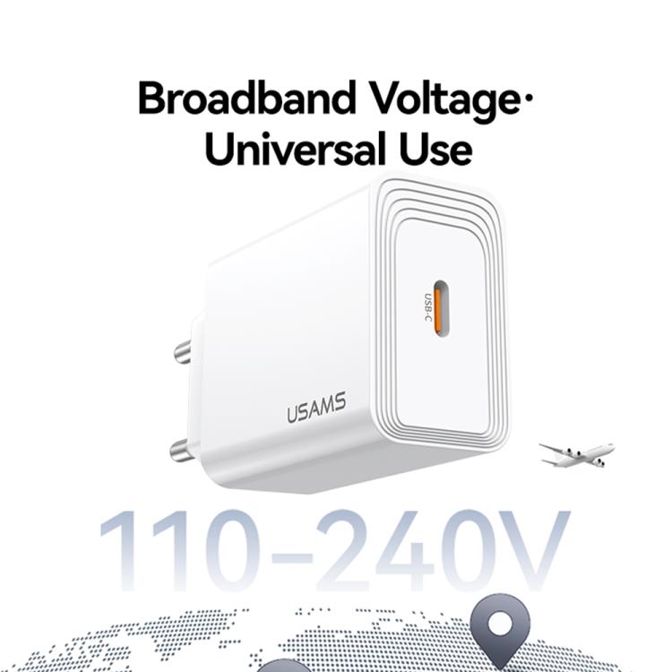 Cargador rápido de un solo puerto USB-C/Tipo-C USAMS CC325 T69 PD de 20 W, CC325