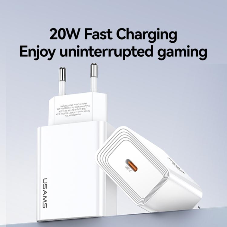 Cargador rápido de un solo puerto USB-C/Tipo-C USAMS CC325 T69 PD de 20 W, CC325