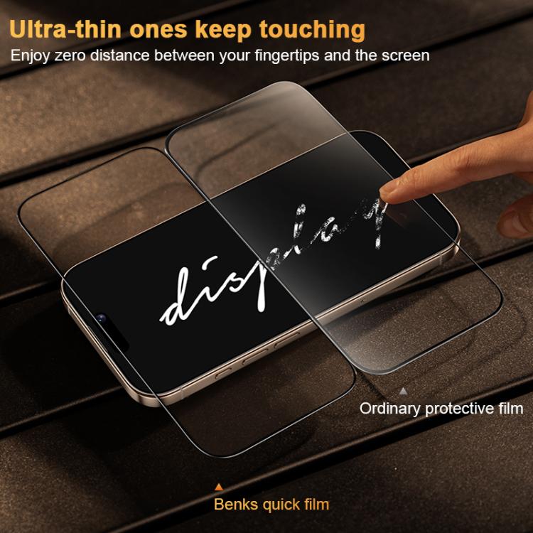 Benks King Kong Corning Hot-bend Full-glue DLC Tempered Film Versión de instalación rápida, For iPhone 17 Pro Max, For iPhone 17 Pro