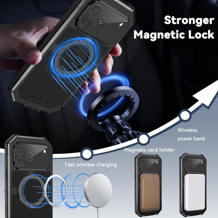 Funda para teléfono R-JUST Life resistente al agua y al polvo con soporte magnético MagSafe, For iPhone 17 Pro Max