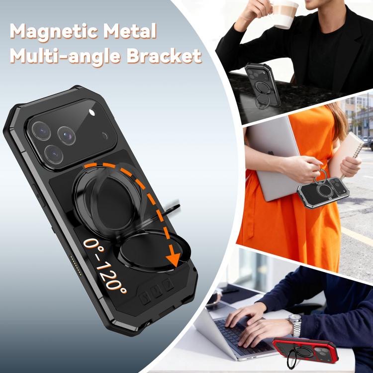 Funda para teléfono R-JUST Life resistente al agua y al polvo con soporte magnético MagSafe, For iPhone 17 Pro Max