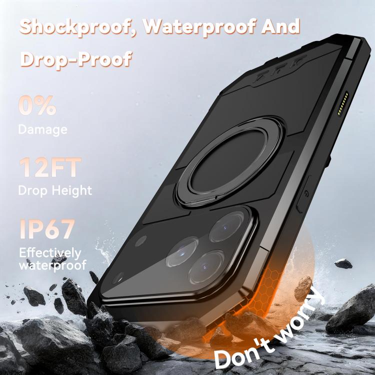 Funda para teléfono R-JUST Life resistente al agua y al polvo con soporte magnético MagSafe, For iPhone 17 Pro Max