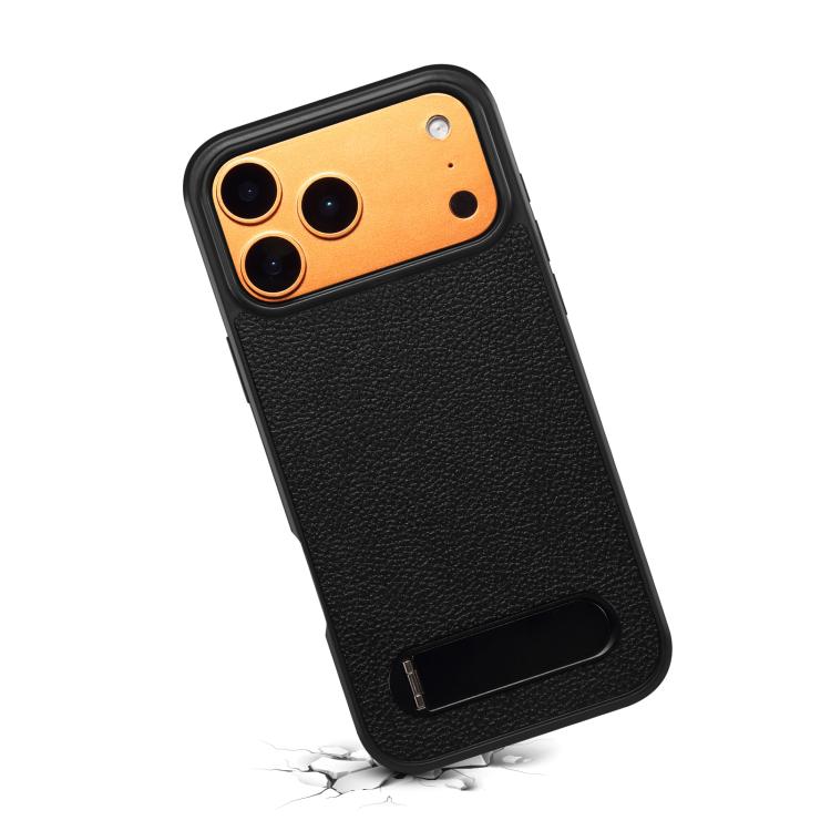 Funda para teléfono Denior A25 con textura de lichi y MagSafe, con soporte incluido., For iPhone 17 Pro Max, For iPhone 17 Pro