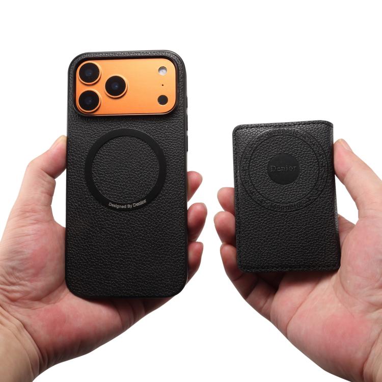 Funda para teléfono móvil Denior D30 con textura de piel de becerro y MagSafe con tarjetero, For iPhone 17 Pro Max, For iPhone 17 Pro