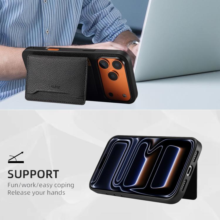 Funda para teléfono móvil Denior D30 con textura de piel de becerro y MagSafe con tarjetero, For iPhone 17 Pro Max, For iPhone 17 Pro