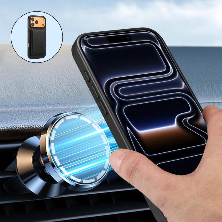 Funda para teléfono móvil Denior D30 con textura de piel de becerro y MagSafe con tarjetero, For iPhone 17 Pro Max, For iPhone 17 Pro