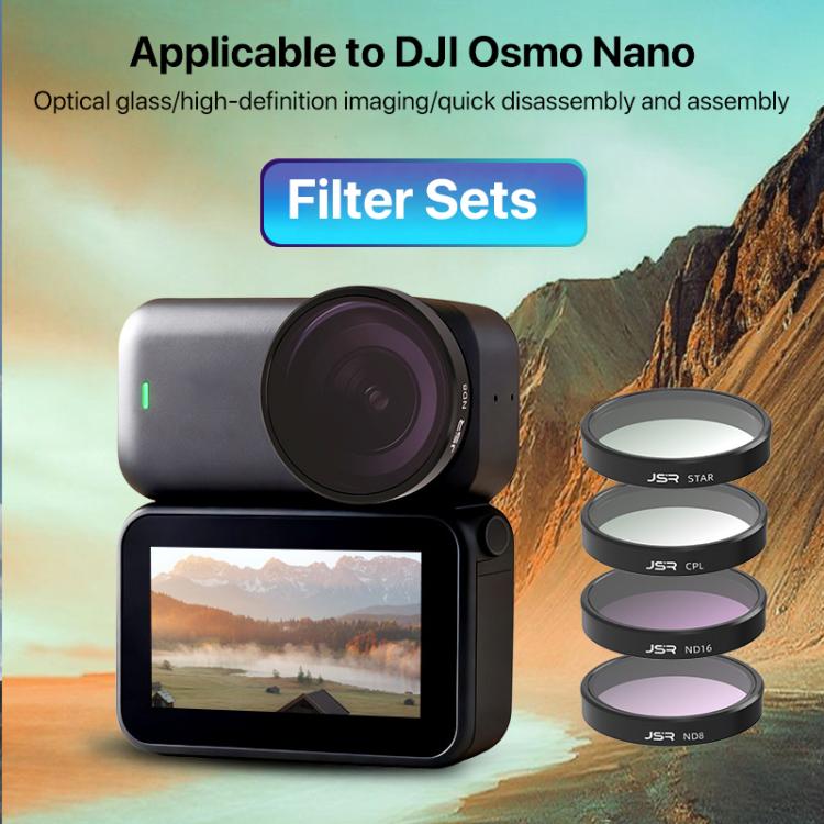 Filtro de lente para DJI Osmo Nano JSR Serie LH, UV, CPL, ND8, ND16, ND32, ND64, ND8PL, ND16PL, ND32PL, ND64PL, STAR, NIGHT, Black Mist 1/4, 3 in 1 ND8/16/32, 4 in 1 CPL ND8/16/32, 4 in 1 ND8/16/32/64, 4 in 1 ND8-64PL, 6 in 1 ND8-64 CPL UV             ...
